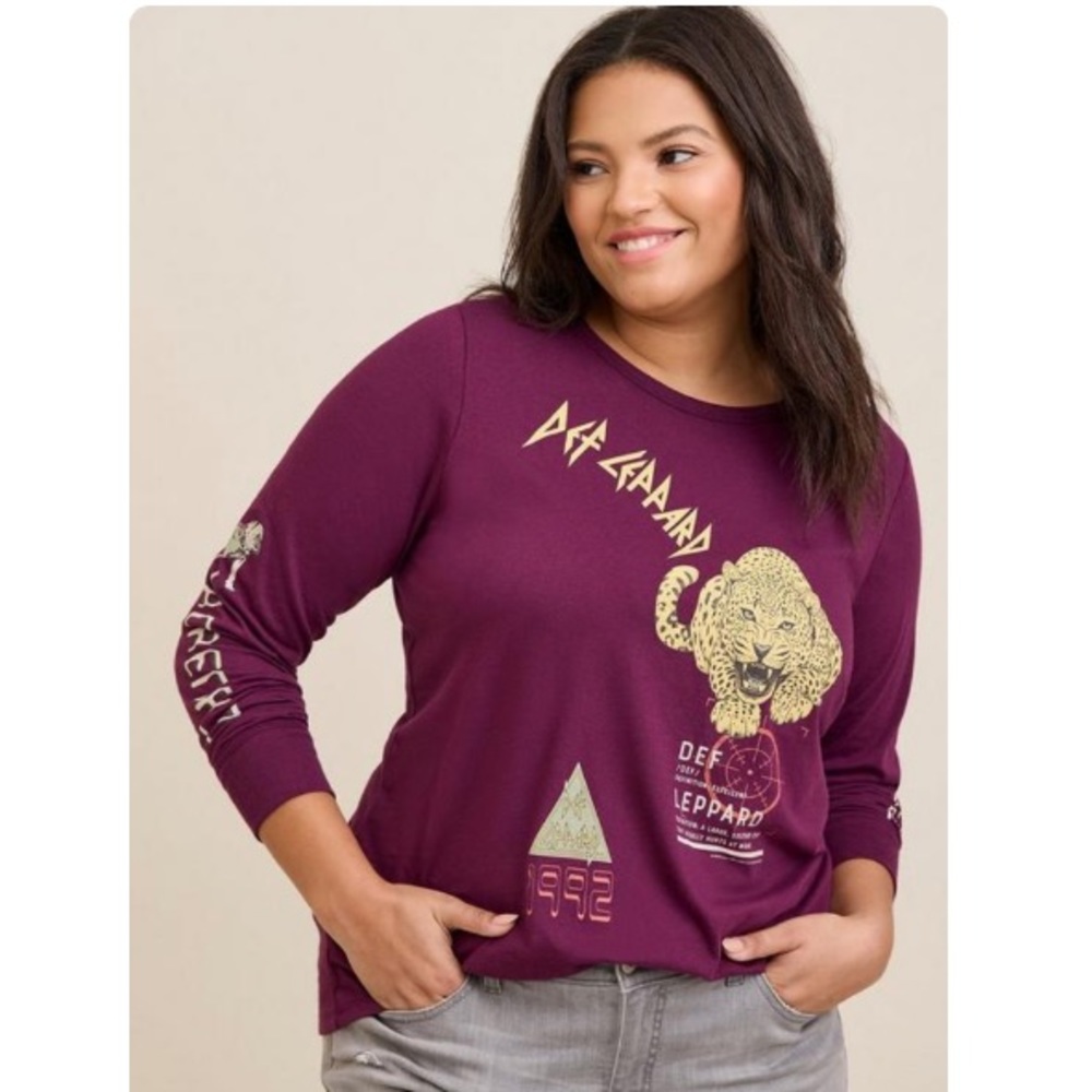🆕 TORRID Def Leopard Purple Band T-Shirt !  NWT!! ( Plus size 1 )